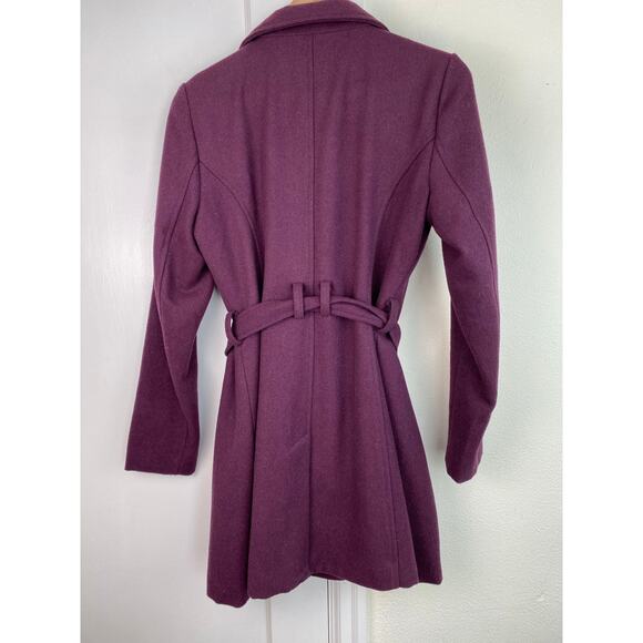 Guess Los Angeles Women's M Purple Wool Blend Belted Trench Coat - Picture 4 of 7
